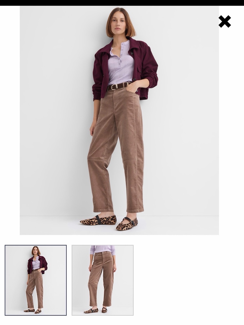 SOLD OUT: The Barrel Petite Corduroy Pants in Pine Bark NWT